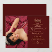 Elegant Red Photo Princess Quinceañera  招待状 (正面/裏面)