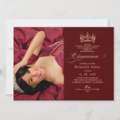 Elegant Red Photo Princess Quinceañera  招待状 (正面)