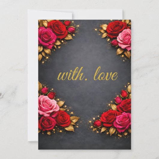 Elegant Red & Pink Roses Wedding Invitation Back 招待状 (裏面)