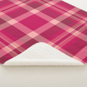Elegant Red Pink Tartan Pattern Monogram シェルパブランケット (3/4)