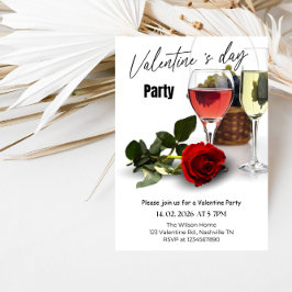 Elegant Red & Pink Valentine Party 招待状