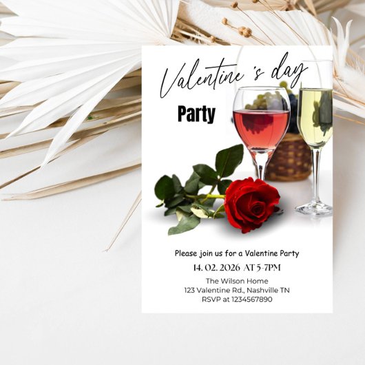 Elegant Red & Pink Valentine Party 招待状