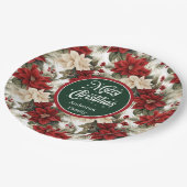 Elegant Red Poinsettia Floral Paper Plates Gift  ペーパープレート (アングル)