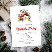 Elegant Red Poinsettia Script Font Christmas  招待状