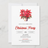 Elegant Red Poinsettia Watercolor Christmas Invite 招待状 (正面)