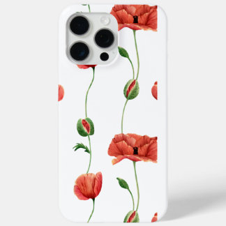 Elegant Red Poppy Floral iPhone 15 Pro Max Case Maxケース