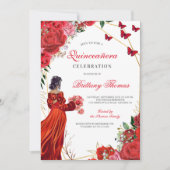 Elegant Red Quinceañera Invitation 招待状 (正面)