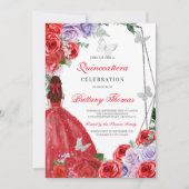 Elegant Red Quinceañera Invitation 招待状 (正面)