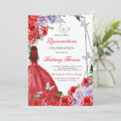 Elegant Red Quinceañera Invitation 招待状 (スタンド正面)