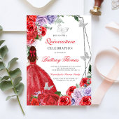 Elegant Red Quinceañera Invitation 招待状