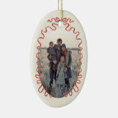 Elegant Red Ribbon Family Photo Christmas セラミックオーナメント (右)