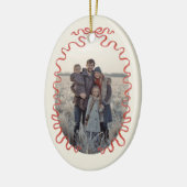 Elegant Red Ribbon Family Photo Christmas セラミックオーナメント (左)