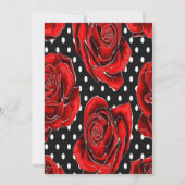 Elegant Red Rose Black and Gold Floral Polka Dot 招待状 (裏面)