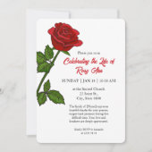 Elegant Red Rose "Celebrating the Life" Funeral  招待状 (正面)