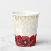 Elegant Red Rose Floral Gold 95th Birthday Party 紙コップ (裏面)