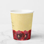 Elegant Red Rose Floral Gold Bat Mitzvah 紙コップ (左)