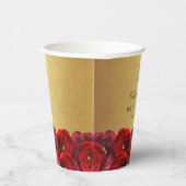 Elegant Red Rose Floral Gold Bat Mitzvah 紙コップ (右)