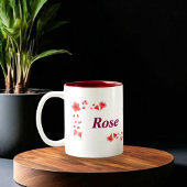 Elegant Red Rose Floral Monogram Letter R & Custom ツートーンマグカップ