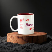 Elegant Red Rose Floral Monogram Letter R & Custom ツートーンマグカップ