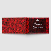 Elegant Red Rose Floral Quinceanera Silver ゲストブック (全面)