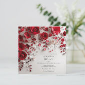 Elegant Red Rose Floral Wedding Invitation 招待状 (スタンド正面)