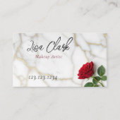 Elegant Red Rose Gold Marble Makeup Artist 名刺 (正面)