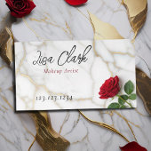 Elegant Red Rose Gold Marble Makeup Artist 名刺