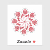 Elegant Red Rose Mandala Circular Floral Design シール (シート)