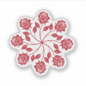 Elegant Red Rose Mandala Circular Floral Design シール (正面)