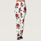 Elegant Red Rose & Playful Paw Print Leggings レギンス (裏面)
