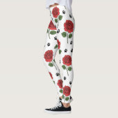 Elegant Red Rose & Playful Paw Print Leggings レギンス (左)