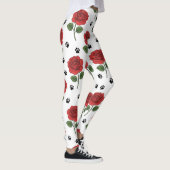 Elegant Red Rose & Playful Paw Print Leggings レギンス (右)