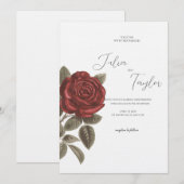 Elegant Red Rose Wedding Invitation 招待状 (正面/裏面)