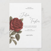 Elegant Red Rose Wedding Invitation 招待状 (正面)
