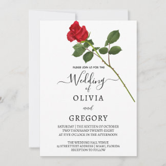 Elegant Red Rose wedding Invitation 招待状