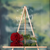 Elegant Red Rose White Text Wedding Welcome アクリルサイン (ニュートラル)