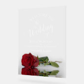 Elegant Red Rose White Text Wedding Welcome アクリルサイン (傾斜)