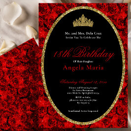 Elegant Red Roses 18th Birthday Debut 招待状