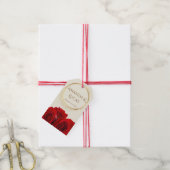 Elegant Red Roses and Gold Frame Cream Wedding  ギフトタグ (より糸付き)