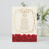 Elegant Red Roses and Gold Frame Cream Wedding 招待状 (スタンド正面)