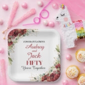 Elegant Red Roses Anniversary ペーパープレート (パーティー)