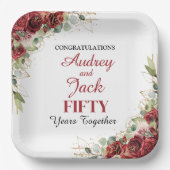 Elegant Red Roses Anniversary ペーパープレート (正面)