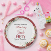 Elegant Red Roses Anniversary ペーパープレート (パーティー)