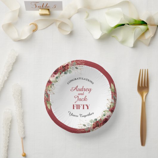 Elegant Red Roses Anniversary ペーパーボウル (ウェディング)