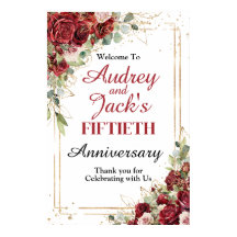 Elegant Red Roses Anniversary Welcome Sign