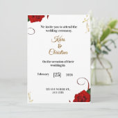 Elegant Red Roses Classic Wedding Invitation 招待状 (スタンド正面)
