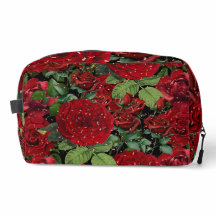 Elegant Red Roses Floral Pattern Makeup Bag