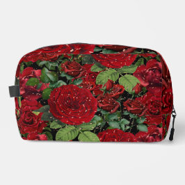 Elegant Red Roses Floral Pattern Makeup Bag ドップキット