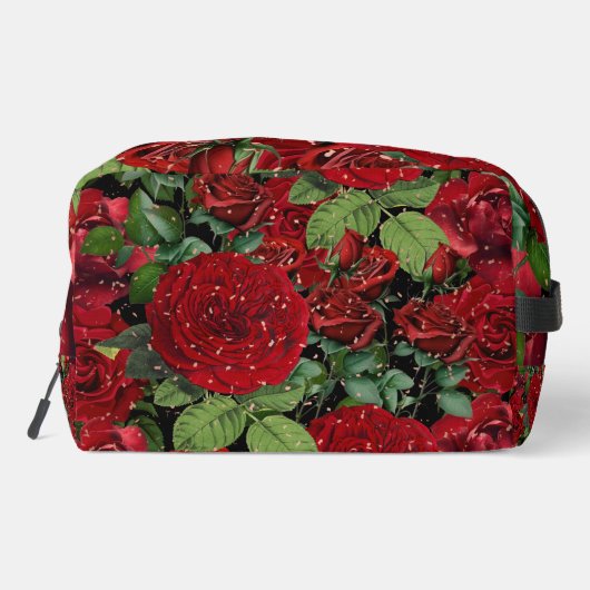 Elegant Red Roses Floral Pattern Makeup Bag ドップキット (裏面)