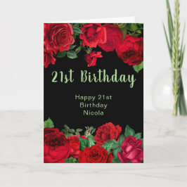 Elegant Red Roses Flowers Birthday Party  カード